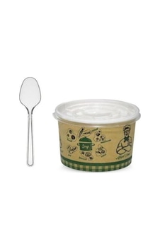 Kullan At Karton Kapaklı Çorba Kasesi+Kaşık 25Li Set