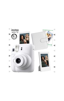 Fujifilm Instax Mini 12 Fotoğraf Makinesi + 10'lu Film + Çerçeve + Kare Albüm Seti Beyaz Fujifilm Instax Mini 12 Fotoğraf Makinesi + 10'lu Film + Çerçeve + Kare Albüm Seti Beyaz