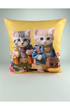 Mrs.gugar Kedi Desenli Kırlent Kılıfı -95