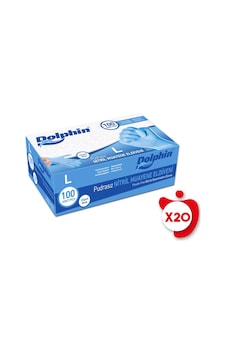 Dolphin Pudrasız Nitril Muayene Eldiveni L Beden Mavi 100'lü 20 Paket Dolphin Pudrasız Nitril Muayene Eldiveni L Beden Mavi 100'lü 20 Paket
