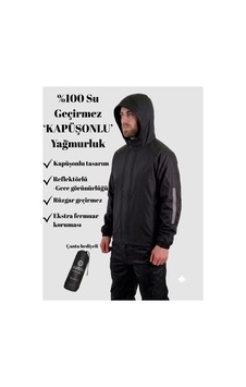 Outdo Şapkalı Kapşonlu Motorcu Yağmurluğu Su Ve Rüzgar Geçirmez Reflektörlü Diğer