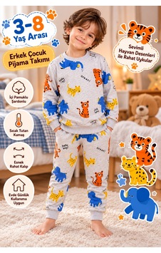 Üç Gül Ticaret Erkek Çocuk Hayvan Desenli İç Şardonlu Pijama Takımı Gri 3-8 Yaş Gri Gri Üç Gül Ticaret Erkek Çocuk Hayvan Desenli İç Şardonlu Pijama Takımı Gri 3-8 Yaş Gri Gri