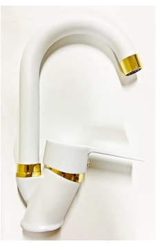 Beyaz Gold Banyo Lavabo Musluğu Bataryası Çeşmesi Lüx Tasarım Çif Su Girişli Beyaz Beyaz Gold Banyo Lavabo Musluğu Bataryası Çeşmesi Lüx Tasarım Çif Su Girişli Beyaz