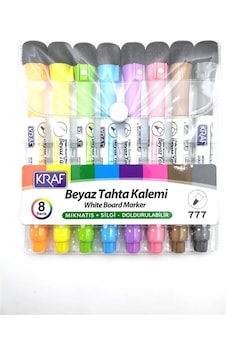 Kraf Beyaz Tahta Kalemi Mıknatıslı & Silgili 8 Li Kraf Beyaz Tahta Kalemi Mıknatıslı & Silgili 8 Li