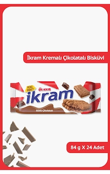 Ülker İkram Kremalı Bisküvi Çikolatalı 24 x 84 G Ülker İkram Kremalı Bisküvi Çikolatalı 24 x 84 G