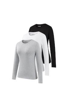 Kadın 3'lü Basic Uzun Kollu Tişört Body T-shirt Ekonomik Paket Çok Renkli Kadın 3'lü Basic Uzun Kollu Tişört Body T-shirt Ekonomik Paket Çok Renkli