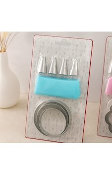 Pasta Süsleme Seti 8 Parça Krema Torbası, Metal Uçlar, Kurabiye Kalıpları Çr