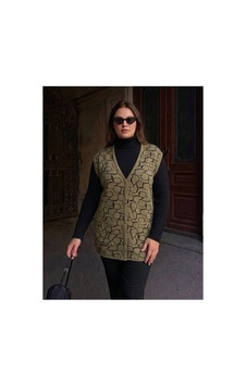 Onno Style Women Kalp Desenli Düğmeli Klasik Çelik Örgü Triko Yelek Bej Onno Style Women Kalp Desenli Düğmeli Klasik Çelik Örgü Triko Yelek Bej