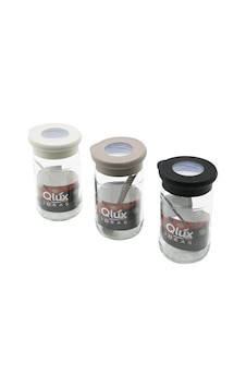 Qlux C-00344 Flat Cam Baharatlık 370 Ml - Plastik Kaşıklı, Renkli Silikon Kenarlı Şeffaf Pvc Kapak- 20'li Paket Diğer