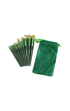 13pcs Yeşil Kadife Torbalı Makyaj Fırça Set 13pcs Yeşil Kadife Torbalı Makyaj Fırça Set