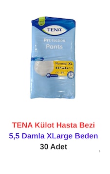 Tena Külot Hasta Bezi Normal 5,5 Damla Xlarge Beden - 30 Adet XL Tena Külot Hasta Bezi Normal 5,5 Damla Xlarge Beden - 30 Adet XL