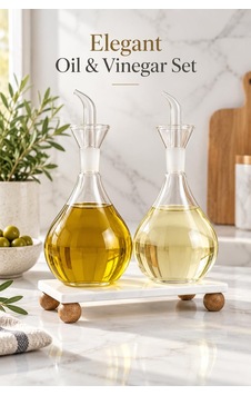 Atbyhome Mermer Standlı Ahşap Ayaklı 2'li Cam Yağlık Sirkelik Set Atbyhome Mermer Standlı Ahşap Ayaklı 2'li Cam Yağlık Sirkelik Set