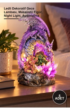 5 Adet Dragon Ailesi Ledli Dekoratif Gece Lambası, Masaüstü Figür, Night Light, Aydınlatma 5 Adet Dragon Ailesi Ledli Dekoratif Gece Lambası, Masaüstü Figür, Night Light, Aydınlatma