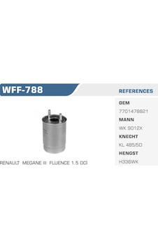 WINKEL WFF-788 Mazot Filtresi Megane III 09- Grand Scenic III 09- Fluence 10- 1.5 DCI WINKEL WFF-788 Mazot Filtresi Megane III 09- Grand Scenic III 09- Fluence 10- 1.5 DCI