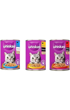 Whiskas Tavuklu Ton Balıklı Sığır Etli Yaş Kedi Maması Konserve 400 Gr X 3 Adet Whiskas Tavuklu Ton Balıklı Sığır Etli Yaş Kedi Maması Konserve 400 Gr X 3 Adet