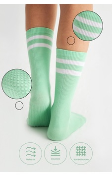 Bamboo Star Bambu Kadın Yeşil Kaydırmaz Taban Silikon Baskı Yoga Fitness Pilates Bale Dans Tenis Çorabı Bamboo Star Bambu Kadın Yeşil Kaydırmaz Taban Silikon Baskı Yoga Fitness Pilates Bale Dans Tenis Çorabı