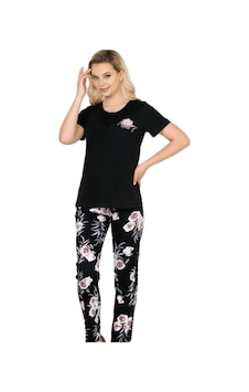 Alperi 78-49 Kadın Çiçek Desenli Kısa Kol Pijama Takım 001 Alperi 78-49 Kadın Çiçek Desenli Kısa Kol Pijama Takım 001