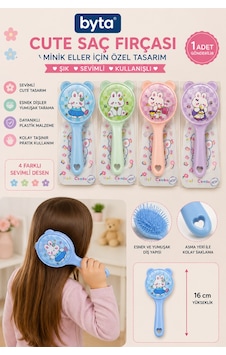 Tavşan Desenli Çocuk Saç Fırçası Esnek Dişli Yumuşak Uçlu Tarak 16 Cm - Hediyelik Tavşan Desenli Çocuk Saç Fırçası Esnek Dişli Yumuşak Uçlu Tarak 16 Cm - Hediyelik