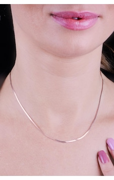 Gümüş İtalyan Yassı Ezme Zincir Barcode Rose Gold Gümüş İtalyan Yassı Ezme Zincir Barcode Rose Gold