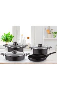 New Bonmarche 7 Pcs Granit Tencere Seti Siyah Model:rdl002 New Bonmarche 7 Pcs Granit Tencere Seti Siyah Model:rdl002