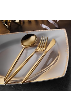 Ar Yıldız Versay Gold 36 Parça Çatal Kaşık Bıçak Takımı Ar248225 Sku: Smg8690010590527 Abanoz