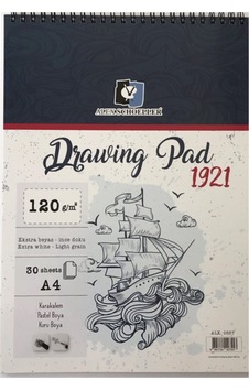 Alex Schoeller A4 Drawing Pad 30 Yaprak Üstten Spiralli Eskiz Def