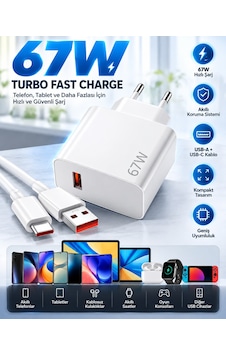 Bowie 67w'a Kadar Turbo Hızlı Şarj Aleti Type-c Kablo Xiaomi Redmi 13 Pro+ 5g İçin Uyumlu Bowie 67w'a Kadar Turbo Hızlı Şarj Aleti Type-c Kablo Xiaomi Redmi 13 Pro+ 5g İçin Uyumlu