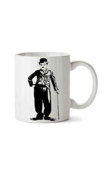 Charlie Chaplin Baston Porselen Kupa Bardak Beyaz Charlie Chaplin Baston Porselen Kupa Bardak Beyaz