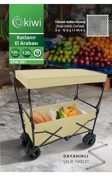 Kiwi Kfw-391 Katlanabilir Su Geçirmez Market Arabası Bej