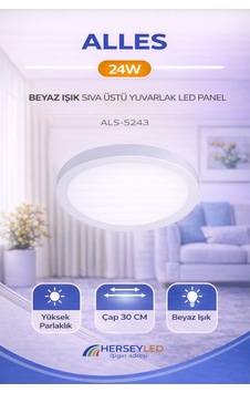 Alles 24w Beyaz Işık Beyaz Kasa Sıva Üstü Yuvarlak Led Panel Beyaz Işık Alles 24w Beyaz Işık Beyaz Kasa Sıva Üstü Yuvarlak Led Panel Beyaz Işık