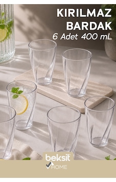 Home Glassy Kırılmaz Polikarbon 6'lı Bardak Şeffaf 400 Ml Şeffaf Şeffaf Home Glassy Kırılmaz Polikarbon 6'lı Bardak Şeffaf 400 Ml Şeffaf Şeffaf