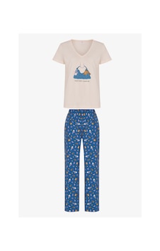 Penti Mavi Pajamas Only Aksesuar Desenli Pantolon Kısa Kollu Pijama Takımı Bl97 Penti Mavi Pajamas Only Aksesuar Desenli Pantolon Kısa Kollu Pijama Takımı Bl97