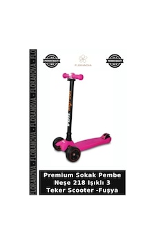 Premium Sokak Pembe Neşe 218 Işıklı 3 Teker Scooter -fuşya