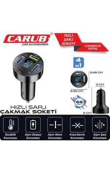 Hızlı Sarj Cihazı 4 Lü Dıjıtal Çakmaktan