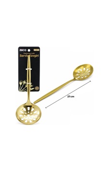 Metal Servis Kevgiri - 27 Cm - Gold Renk Açık