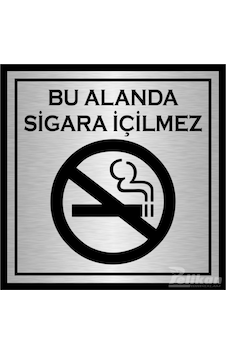 Sigara Içilmez Levhası 16x16cm Gümüş Renk Arkası Yapışkanlı