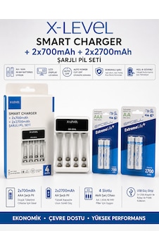 X-level Ch1-201al Lcd Akıllı Pil Şarj Cihazı + 2x Efcell Aa 2700mah + 2x Efcell Aaa 700mah Şarj Edilebilir Pil Seti X-level Ch1-201al Lcd Akıllı Pil Şarj Cihazı + 2x Efcell Aa 2700mah + 2x Efcell Aaa 700mah Şarj Edilebilir Pil Seti
