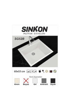 Sinkon Beyaz Granit Eviye 60 x 53 - Sg52B - Sinkon Sinkon Beyaz Granit Eviye 60 x 53 - Sg52B - Sinkon