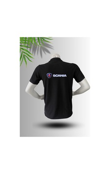 Frooy Scania Logo Baskılı Polo Yaka Pamuklu T-shirt Siyah Frooy Scania Logo Baskılı Polo Yaka Pamuklu T-shirt Siyah