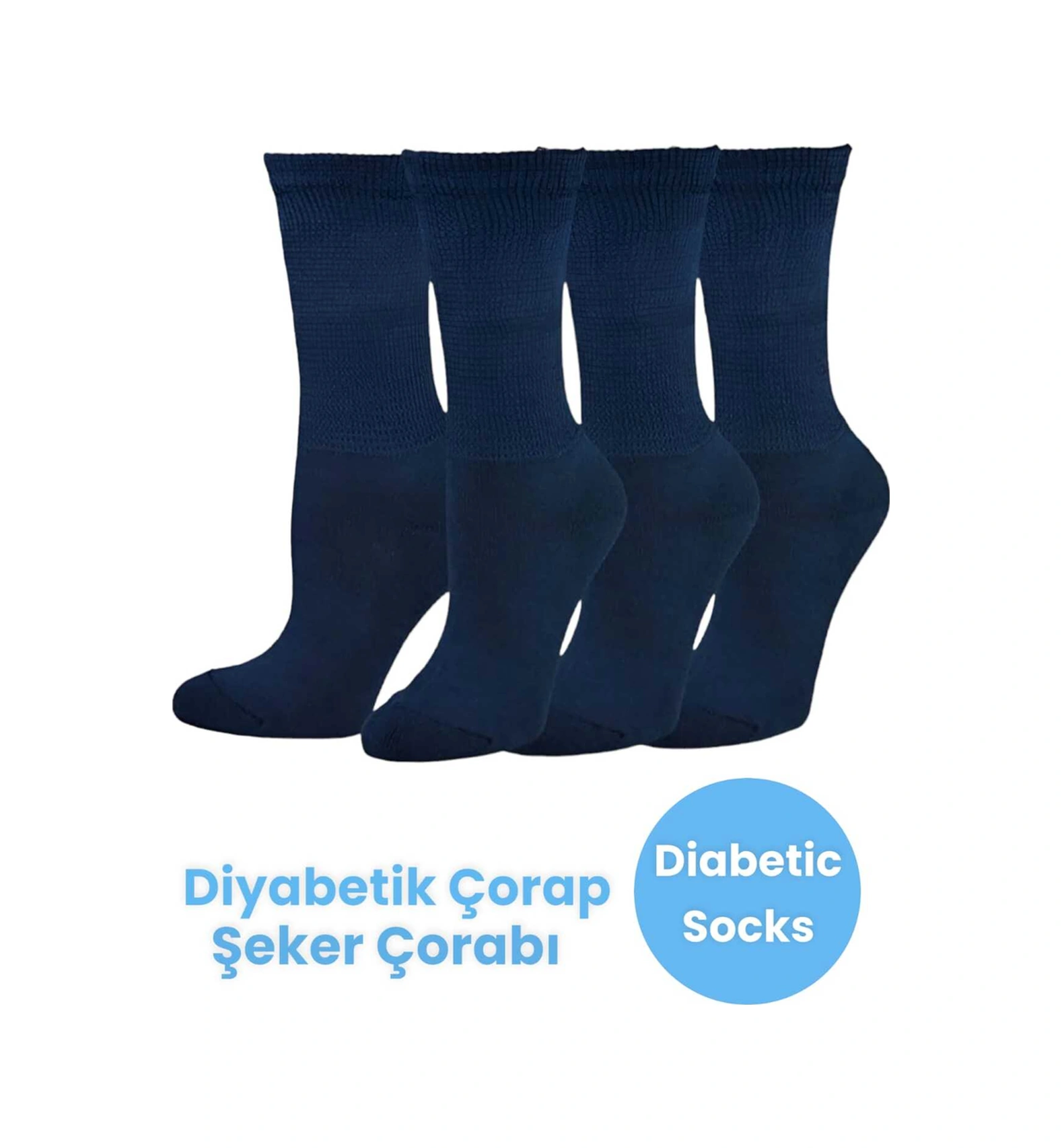 Tezzgelsin Unisex 3'lü Pamuklu Çorap Şeker Çorabı Çorabı Koku Önleyici Çorap Lacivert