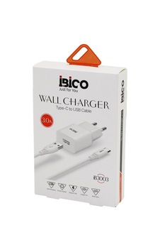 İbico İb-3003 Usb To Telefon Şarj 9v-12v 3.0a Ev Başlık + Kablo 1mt Hızlı Type-c Set - 10'li Paket