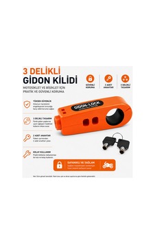 3 Delikli Motosiklet Gidon Kilidi Anahtarlı Hırsızlık Önleyici Güvenlik Kilidi Turuncu Turuncu