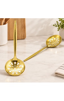 Metal Altın Servis Kevgir 27 Cm