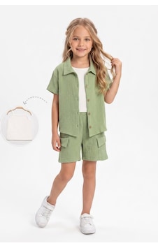 Mnk Baby & Kids Kız Çocuk 3 Parça Pamuklu Müslin Rahat Takım M00837 Yeşil Mnk Baby & Kids Kız Çocuk 3 Parça Pamuklu Müslin Rahat Takım M00837 Yeşil