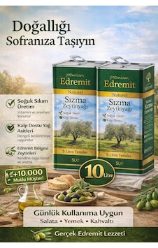 Premium Edremit Naturel Sızma Zeytinyağı Soğuk Sıkım 10 Litre Teneke