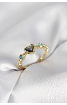 Mey İthalat Gold Renk Hematit Taşlı Kadın Yüzük Çok Renkli Mey İthalat Gold Renk Hematit Taşlı Kadın Yüzük Çok Renkli