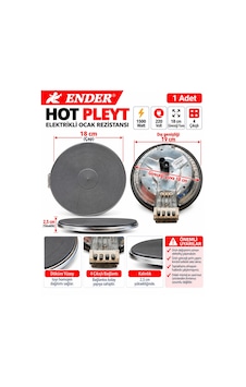Ender Hot Pleyt 18cm 1500w 220 Volt 4 Çıkışlı Vidalı Playt Ocak Rezistansı Ender Hot Pleyt 18cm 1500w 220 Volt 4 Çıkışlı Vidalı Playt Ocak Rezistansı