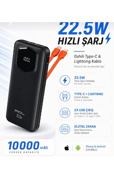 Acl Pw 139 10000 Mah 22.5w Hızlı Şarjlı Powerbank Dahili Type-c & Lightning Kablolu BEYAZ Acl Pw 139 10000 Mah 22.5w Hızlı Şarjlı Powerbank Dahili Type-c & Lightning Kablolu BEYAZ