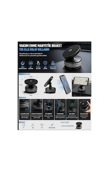 Vakum Emiş Manyetik Telefon Tutucu 360 Döner Araç İçi Manyetik Braket, Tek Elle Kullanım, Güçlü Vakumlu Torpido Telefon Standı Siyah - 883468888 Siyah Vakum Emiş Manyetik Telefon Tutucu 360 Döner Araç İçi Manyetik Braket, Tek Elle Kullanım, Güçlü Vakumlu Torpido Telefon Standı Siyah - 883468888 Siyah