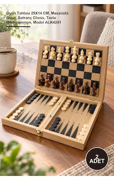 2 Adet Ahşap Satranç Ve Tavla Seti Oyun Tahtası 29x14 Cm, Masaüstü Oyun, Satranç Chess, Tavla Backgammon, Model Alk4241 2 Adet Ahşap Satranç Ve Tavla Seti Oyun Tahtası 29x14 Cm, Masaüstü Oyun, Satranç Chess, Tavla Backgammon, Model Alk4241